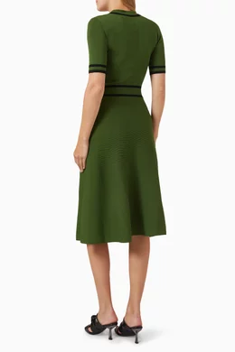 Buy KARL LAGERFELD Green Decorative Button-detail Midi Dress in  Viscose-knit For Women Online | Ounass Oman