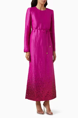 Buy Aje Purple Reflection Sequin-embellished Maxi Dress in Linen-viscose  For Women Online | Ounass Oman