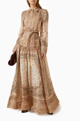 knee length dresses for ladies Matchmaker Floral Linen Mini Dress by Zimmermann for Hire| High St. Hire main image 1