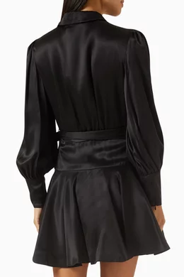 Buy Zimmermann Black Wrap Mini Dress in Silk For Women Online | Ounass Oman