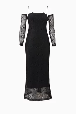 Buy Alexis Black Rishell Maxi Dress in Lace For Women Online | Ounass Oman
