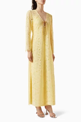 Buy Alexis Yellow Sariyah Maxi Dress in Lace For Women Online | Ounass Oman