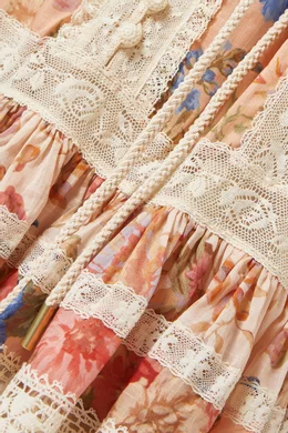 august cotton lace mini dress ZIMMERMANN august lace trimmed cotton mini dress Multicolor Zimmermann