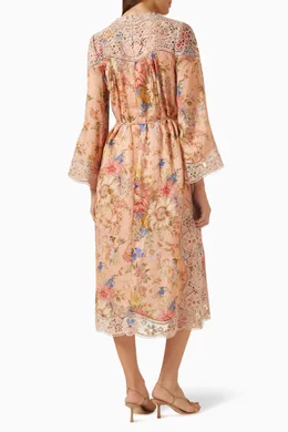 zimmermann august printed linen midi dress August floral linen maxi dress in multicoloured - Zimmermann