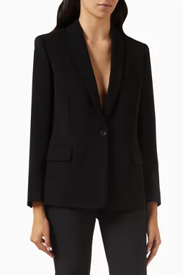Buy Theory Black Shawl Collar Tailored Blazer in Crepe Online for Women Ounass Oman