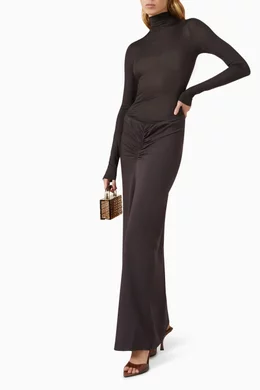 christopher esber fusion long sleeve gathered dress CHRISTOPHER ESBER Fusion jersey and gathered crepe mock-neck maxi dress