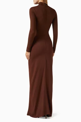 christopher esber fusion long sleeve gathered dress Buy Christopher Esber Brown Fusion Gathered Maxi Dress in Stretch-viscose  For Women Online