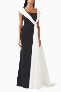 tadashi shoji black and white dress Plaza Drape Back Gown – Tadashi Shoji Official Online Boutique main image 0