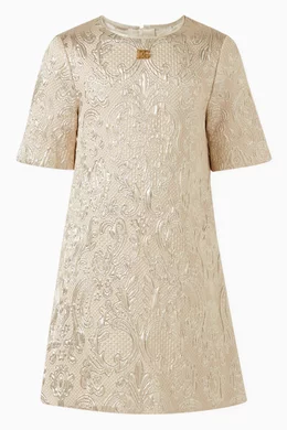 Buy Dolce & Gabbana Gold Logo Dress in Brocade For Girls Online | Ounass  Oman
