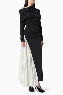 awake mode asymmetric dress A.W.A.K.E. MODE Asymmetric cutout stretch-knit turtleneck dress