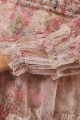 Buy Needle & Thread Pink Floral Wreath Ruffle Ballerina Midi Dress in  Recycled Tulle For Women Online | Ounass Oman