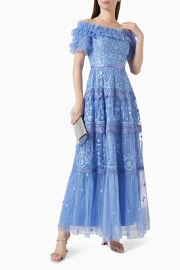 midsummer lace dress Midsummer Lace Round Neck Gown  Cream