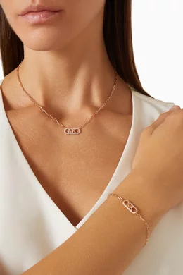 Buy Michael Kors Rose Gold Embellished Empire Logo Chain  display picture 1