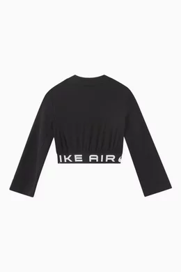 Buy Nike Black Logo tape Crop Top in Cotton blend Knit For Girls Online Ounass Oman