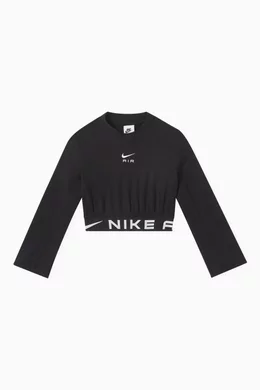 Buy Nike Black Logo tape Crop Top in Cotton blend Knit For Girls Online Ounass Oman