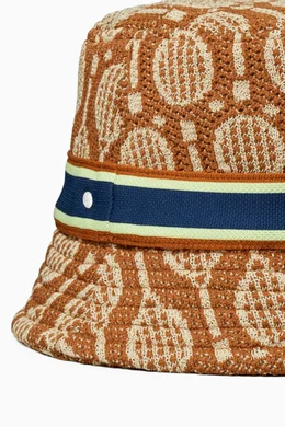 Buy Tory Burch Brown Racquets Bucket Hat in Knit For Women  display picture 1