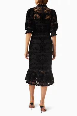 sea new york black lace dress Sea New York Black Elizabeth Print Tiered Midi Dress