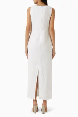 Buy Posse White Alice Midi Dress in Linen For Women Online | Ounass Oman