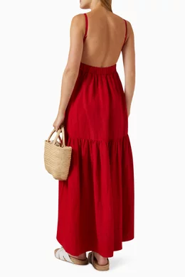 strapless linen dress midi Strapless Linen Midi Dress