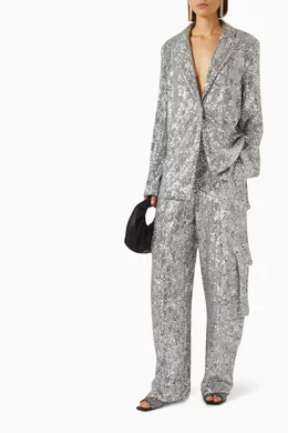 【関税&送料込】Rotate Birger Christensen Silver Pants In Or Braided Straight Pants Silver - ROTATE Birger Christensen