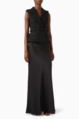 chinese dress ladies Noir Silhouette Boucle Maxi Dress main image 1