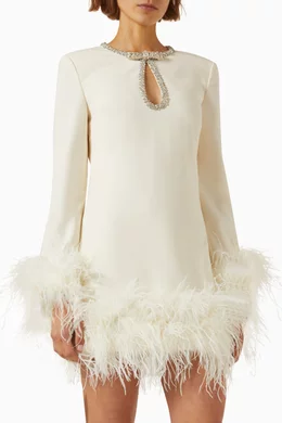 Buy Self-Portrait Neutral Feather Mini Dress in Crepe For Women Online |  Ounass Oman