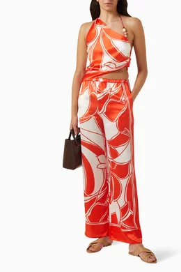 Buy SIR The Label Red Ramona Asymmetric Top in Silk For Women Online |  Ounass Oman