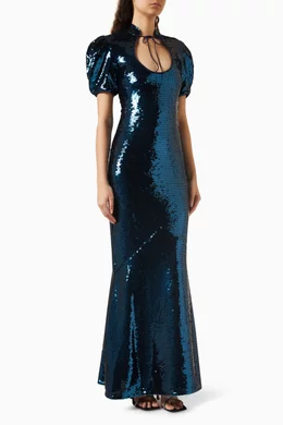Buy De La Vali Blue Broadway Maxi Dress in Sequin For Women Online | Ounass  Oman