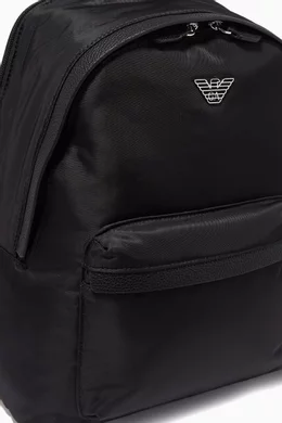 Buy Emporio Armani Black Metal Logo Backpack in Nylon For Women Online Ounass Oman