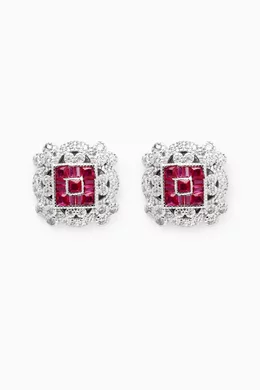 Buy KHAILO SILVER Red World of Colors Ruby Stone Stud Earrings in Sterling Silver For Women Online Ounass Oman