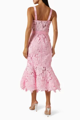 chinese dress ladies Leo Lin Emilia Lace Bustier Midi Dress in Candy Pink – Coco & Lola