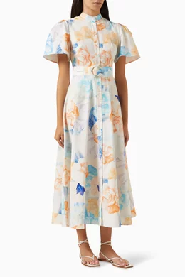 Buy Leo Lin Neutral Biance Printed Midi Dress in Cotton For Women Online |  Ounass Oman