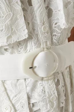 Buy Leo Lin White Audrey Lace Midi Dress For Women Online | Ounass Oman