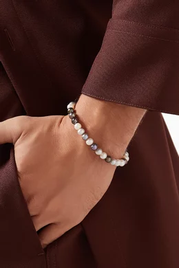 Buy Dower and Hall Multicolour Mixed Freshwater Pearl Bracelet in Sterling Silver For Men Online Ounass Oman