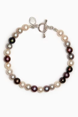 Buy Dower and Hall Multicolour Mixed Freshwater Pearl Bracelet in Sterling Silver For Men Online Ounass Oman