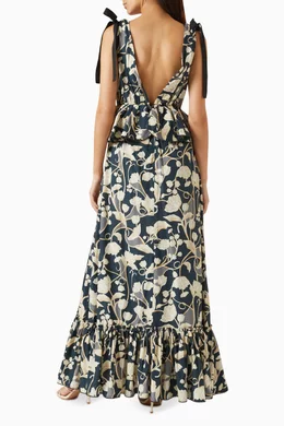 agua by agua bendita infinito perla cotton maxi dress Agua by Agua Bendita + NET SUSTAIN Infinito Perla Tiered ruffled Printed  Cotton-poplin Maxi Dress