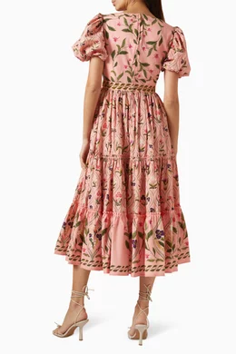 alga pacifico embroidered midi dress Agua Bendita Alga Pacifico Embroidered Midi Dress - Pink
