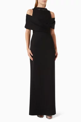 Buy Gizia Black Embellished Column Maxi Dress in Crepe For Women Online |  Ounass Oman