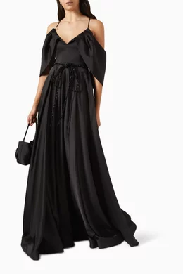 Buy Gizia Black Off-shoulder Flared Maxi Dress For Women Online | Ounass  Oman