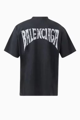Buy Balenciaga Black Unisex Painted Logo Medium-fit T-shirt in 