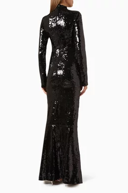 Buy Good American Black Funnel Maxi Dress in Sequin For Women Online |  Ounass Oman