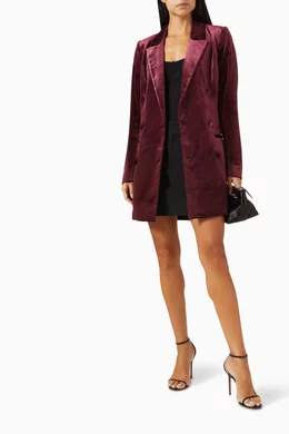 good american velvet blazer mini dress Buy Good American Burgundy Velvet Blazer Mini Dress For Women Online