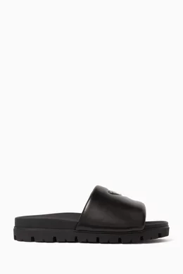 Buy Prada Black Padded Slide Sandals in Nappa Leather For Men