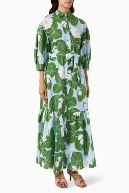 Buy Borgo de Nor Green Bianca Maxi Dress in Linen-blend For Women Online |  Ounass Oman