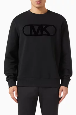 Buy Michael Kors Black Empire Logo detail Sweatshirt in Organic Cotton For Men Online Ounass Oman