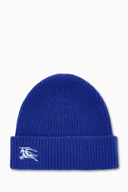 Buy Burberry Blue EKD Logo Beanie in Cashmere Knit For Men 