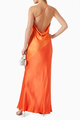 orange shona joy dress Shona Joy Milo Plunged Cross Back Midi Dress in Hibiscus
