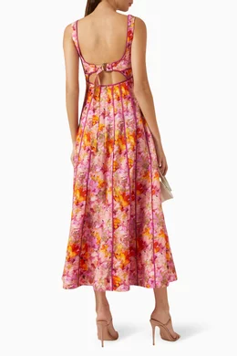Buy Acler Pink Hansley Midi Dress in Viscose Linen-blend For Women Online |  Ounass Oman