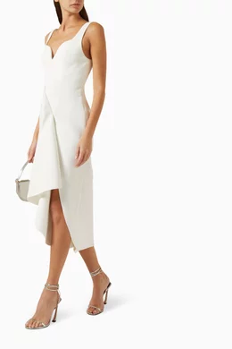 knee length dresses for ladies Acler Gowrie Midi Dress in Ivory
