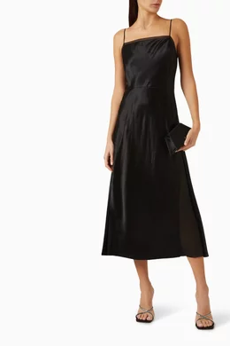 vince sheer paneled slip dress Sheer Silk Paneled Long Slip Dress
